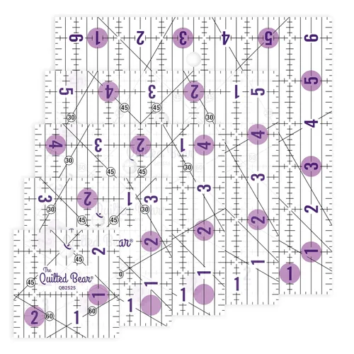 Vista 9 de The Quilted Bear Reglas de Acolchado - Regla Acrílica Transparente Antideslizante para Acolchado, Patchwork y Costura con Líneas Negras Claras