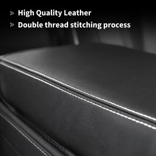 Vista 2 de Funda para reposabrazos de coche para Tesla Modelo 3 y modelo Y, protector de consola central de piel sintética, antiarañazos, fácil instalación