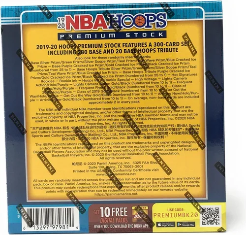 Vista 3 de Panini NBA Hoops Premium Stock - Caja MEGA de cartas de baloncesto (80 cartas/caja) 2019-20