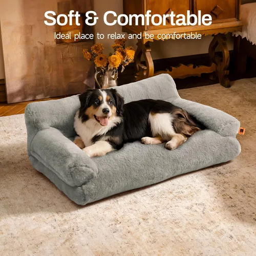 Vista 3 de MEWOOFUN Cama para Gatos de Interior, Camas Lavables para Perros Pequeños y Medianos y Gatos, Sofá Esponjoso para Gatos con Fondo Antideslizante