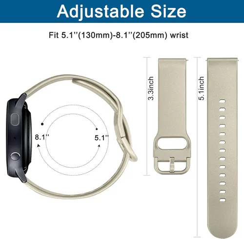 Vista 4 de 4 PACK Bands Compatible with Samsung Galaxy Watch 4 40mm 44mm/ 4 Classic 42mm 46mm, 20mm Adjustable Silicone Sport Replacement Strap for Samsung