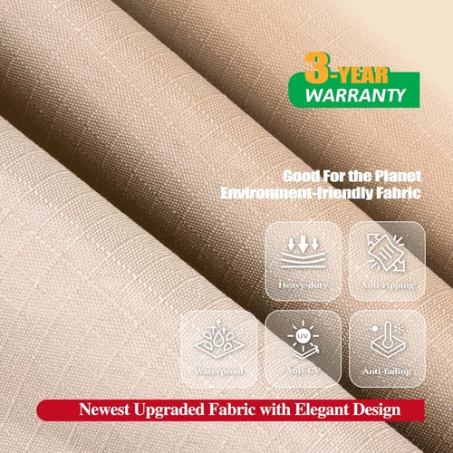 Vista 3 de F&J Outdoors Funda impermeable resistente a los rayos UV para sofá de patio de 2 plazas, resistente, color beige, 58" de ancho x 35" de profundidad