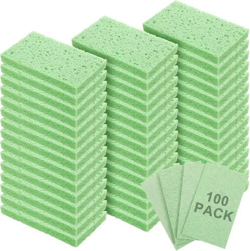 Vista 9 de Zhengmy 90 Pieces Sponges Bulk Sponges Kitchen Compressed Sponge Natural Dish Sponge Compressed Wood Pulp Cleaning Without Scratching for Kitchen