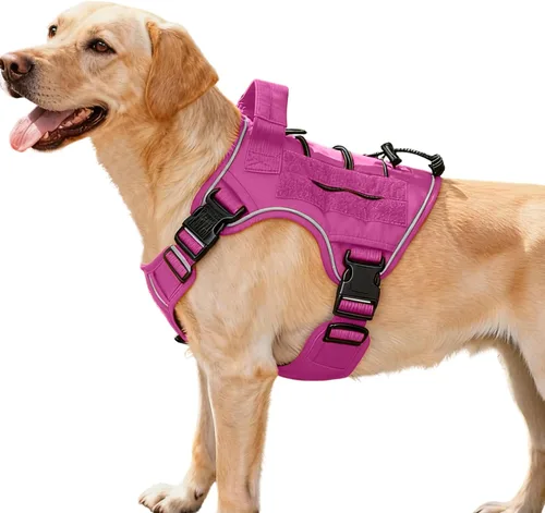 Vista 49 de Arnés táctico para perros grandes, chaleco reflectante ajustable sin tirones con sistema Molle, control de grado militar K9 para entrenamiento