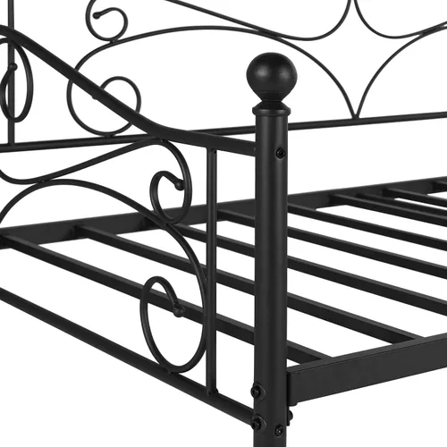Vista 29 de VECELO Base de cama de tamaño individual con cabecero y estribo de madera, base de colchón con listones de metal fuertes y soporte antideslizante