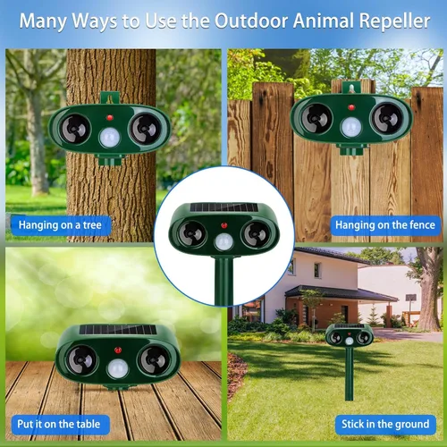 Vista 8 de 2026 Upgraded Solar Ultrasonic Animal Repeller Outdoor, 4 Pack Waterproof Deer Repellent Devices & Cat Deterrent for Yard, Ultrasonic Animal