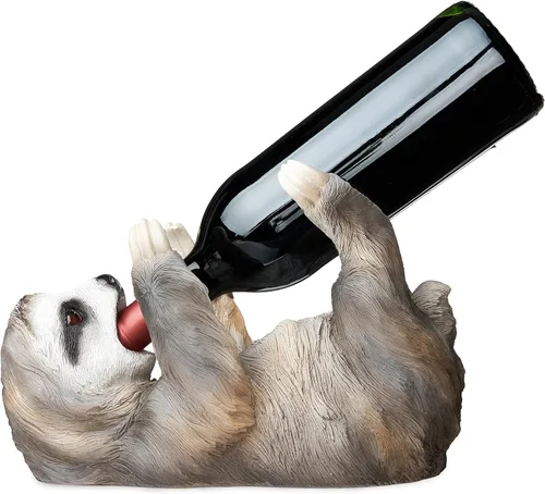 Vista 20 de TRUE - Soporte de vino de poliresina asombroso con diseño de caimán, marrón, capacidad para 1 botella, montaje en mesa