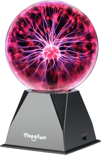 Theefun Bola de Plasma: Verdadera Bola de 6 Pulgadas con Base de 3.5 Pulgadas, Globo de Plasma Regalos de Navidad Lámpara Sensible al Tacto y Sonido