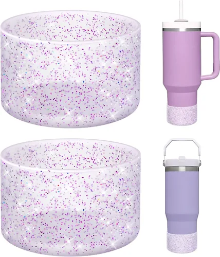 Vista 11 de WUQID Paquete de 2 fundas de silicona brillantes compatibles con Stanley Quencher Adventure de 40 onzas y Stanley IceFlow de 20 onzas y 30 onzas