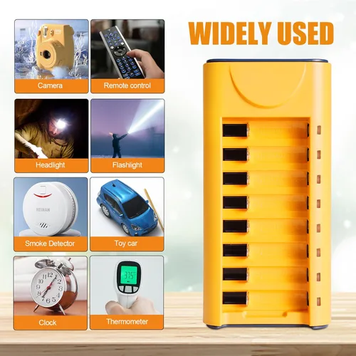 Vista 6 de Cargador de batería AA AAA de 8 bahías, cargador de batería inteligente USB AA para baterías recargables AA AAA NiMH NiCD 1.2V (sin batería)