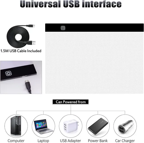 Vista 4 de SevenFish Caja de Luz LED para Herramientas de Pintura de Diamantes B4, Mesa de Luz Ultra-Delgada con Brillo Ajustable para Arte de Diamantes