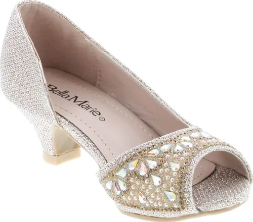 Vista 7 de Bella Marie Truly Kids - Sandalias de tacón de gatito para niñas, zapatos de vestir