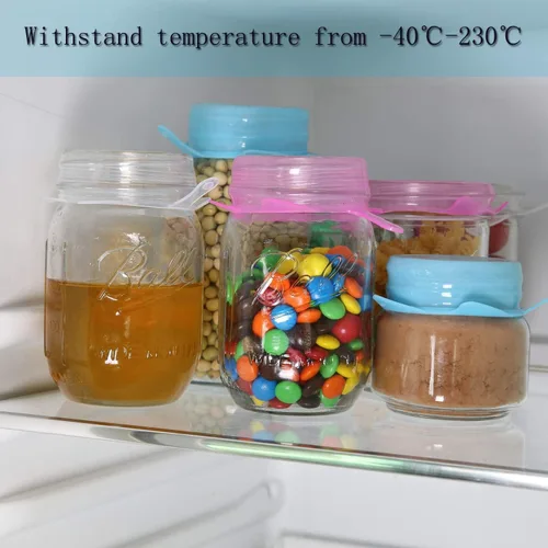 Vista 4 de Tapas elásticas de silicona extra pequeñas de 0.8 pulgadas, paquete de 5 fundas reutilizables de silicona del mismo tamaño para adaptarse a latas