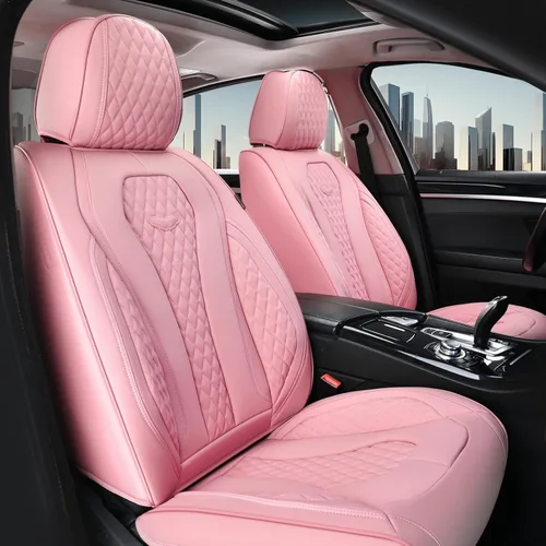 Vista 48 de Coverado - Fundas para asientos de auto, de cuero para asientos delanteros, fundas beige impermeables, cojín de asiento, protector de asiento