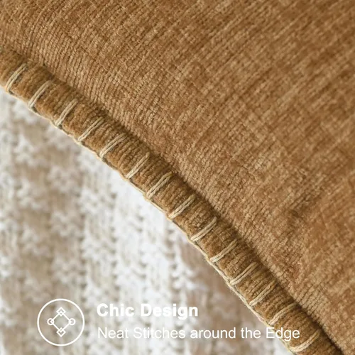 Vista 3 de CaliTime - Juego de 2 fundas de almohada decorativas de 16 x 16 pulgadas, con costuras en los bordes de hilo de algodón, chenilla suave teñida