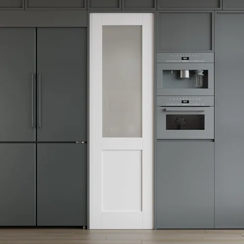 Vista 20 de Losa de puerta interior de 18 x 80, puerta de vidrio, puertas de despensa con vidrio esmerilado, panel preconstruido de 5 paneles de núcleo sólido