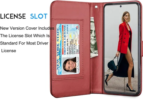 Vista 5 de Tekcoo Funda para Galaxy S20 Plus, funda tipo cartera para Galaxy S20+, piel sintética de lujo, ranuras para tarjetas de crédito, funda con tapa