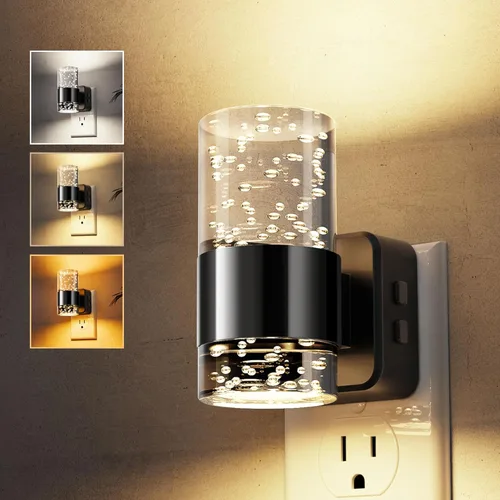 Vista 20 de L LOHAS LED Luz nocturna, paquete de 2 luces nocturnas de burbujas de 3000 K enchufables a la pared, luces nocturnas acrílicas con sensor de luz