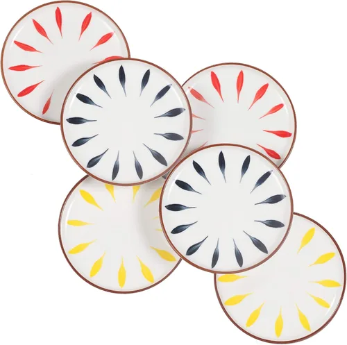 Aquiver Platos de cerámica para postre de 6 pulgadas, platos de porcelana pintados de color, platos pequeños para fiesta de té, para pasteles,