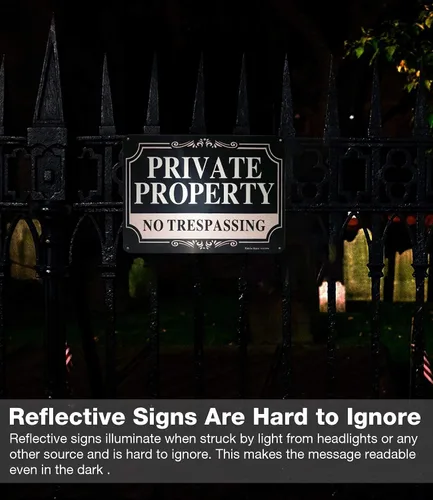 Vista 6 de Paquete de 2 letreros de metal de aluminio libre de óxido de 10 x 7 pulgadas, reflectante, resistente a la decoloración, protección UV, resistente a