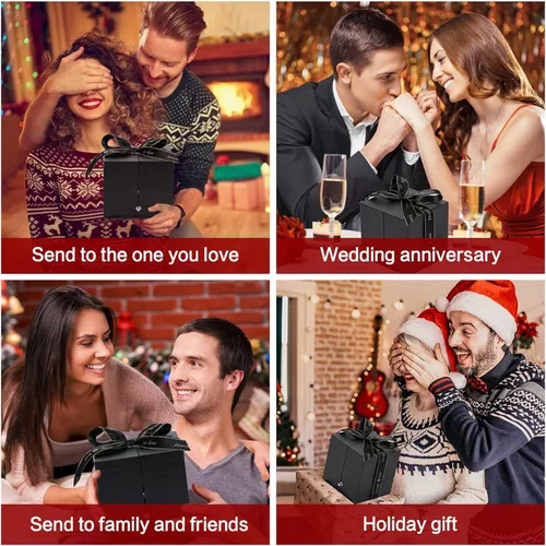 Vista 6 de Juego de regalo de joyería de rosa preservada con collar de amor, hecho a mano para ella en Navidad, día de la madre, cumpleaños, día de San