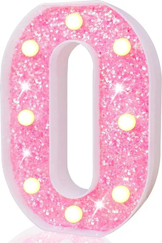 Vista 78 de Pooqla Luces de números de marquesina, números de luz rosa para niñas de 10.º cumpleaños, funciona con pilas, luz nocturna de número con purpurina
