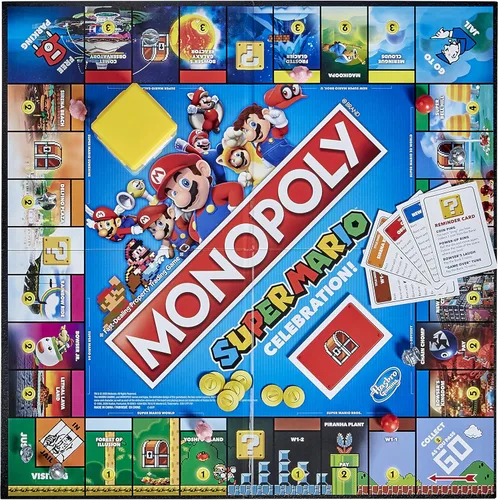 Vista 2 de Monopoly Super Mario Celebration Edition Board Game for Super Mario Fans for 4 Players Ages 8 and Up, with Video Game Sound Effects
