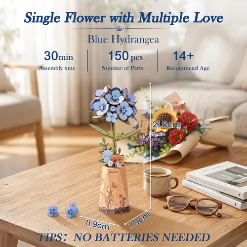 Vista 3 de rowood Kits de artesanía de flores de madera rompecabezas 3D para adultos