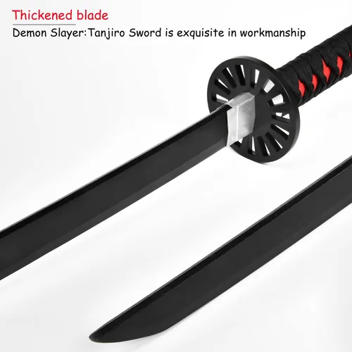 Vista 5 de Espada Demon Slayer de 41 pulgadas, con espada de anime de soporte, espada Zenitsu, espada Tanjirou y espada Rengoku, varios estilos disponibles