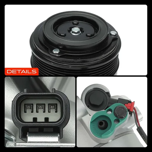 Vista 9 de Compresor de aire acondicionado A-Premium con embrague compatible con Honda Civic 2.0L 2016-2021, con estilo CVC, con polea de 7 ranuras