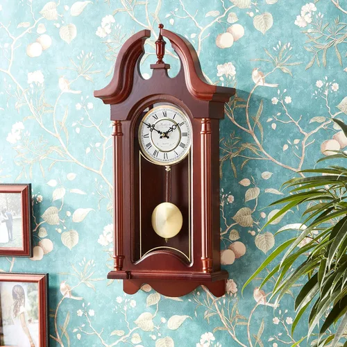 Vista 5 de Bedford Clock Collection BED-1915 - Reloj de pared colonial de caoba con acabado de roble cereza con números romanos