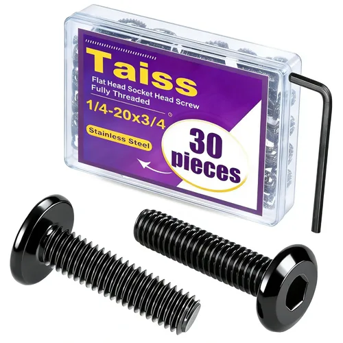 Vista 21 de Taiss 10 piezas de tornillos de cabeza hexagonal de 5/16-18x1, pernos para muebles, tornillos para muebles de acero inoxidable 304, pernos de 1/4