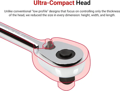 Vista 3 de TEKTON Juego de trinquetes de liberación rápida con mango de agarre cómodo de cuadradillo de 1/4, 3/8, 1/2 pulgadas, 3 piezas