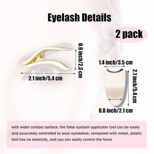 Vista 6 de Herramienta aplicadora de pestañas postizas, herramienta para principiantes, pinzas de sujeción de pestañas, clip removedor portátil de plástico, 2