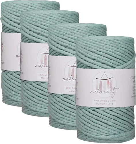 Vista 29 de Makromecity, Cordón de macramé de un solo hilo de 3 mm x 100 yardas (300 pies) de 3 mm, cordón de algodón rosa bebé reciclado para arte