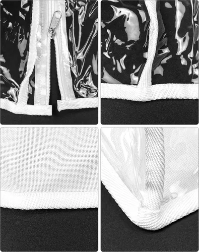 Vista 5 de QWORK Funda para bandeja para bollos con cremalleras, cubierta de plástico transparente para bandeja de hojas, 28 pulgadas de largo x 23 pulgadas