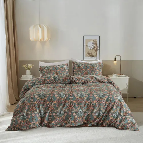 Vista 47 de EAVD Juego de edredón floral con volantes estilo jardín francés Full microfibra suave y esponjosa elegante shabby chic juego de ropa de cama floral