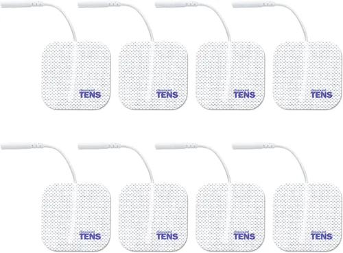 Discount TENS Electrodos de repuesto con cable para unidades TENS, paquete de 8 (2 x 2 pulgadas), almohadillas de electrodo reutilizables