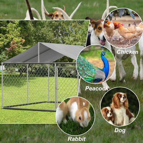 Vista 5 de Perrera para perros al aire libre grande corralito galvanizado resistente al aire libre para perros corral para perros corral para perros con jaula