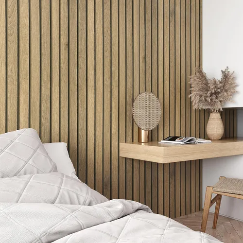 Vista 2 de VEELIKE Papel tapiz adhesivo de madera con listones para despegar y pegar de madera, para paredes, armarios, encimeras, impermeable, autoadhesivo