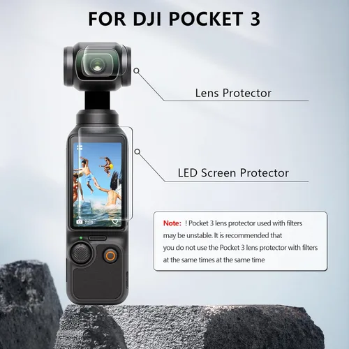 Vista 2 de FPVtosky 2 protectores de lente + 2 protectores de pantalla LCD para DJI Osmo Pocket 3, DJI Pocket 3 OP3 Accesorios de película de vidrio templado