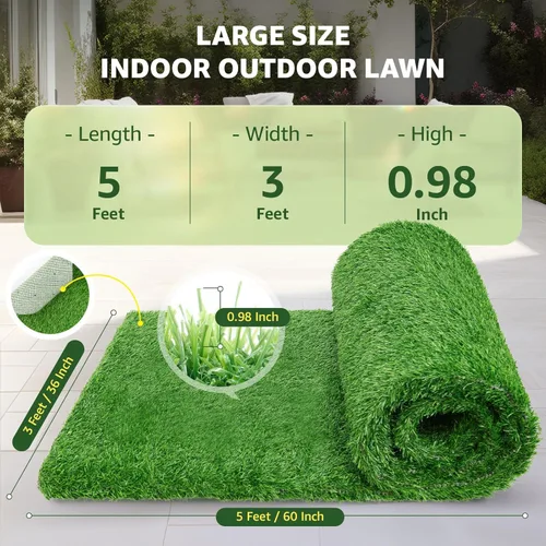 Vista 7 de LOOBANI Rollo de césped artificial sintético, césped artificial para baño de perro con agujeros de drenaje, alfombra de césped artificial