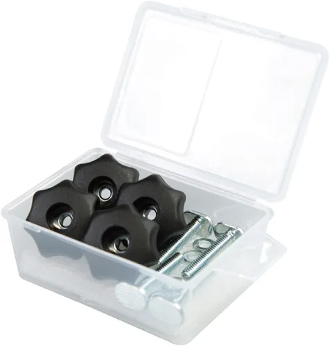Vista 2 de POWERTEC 71484 Kit de perilla de pista en T con perilla de 7 estrellas, pernos roscados 1/4-20 y arandelas, juego de 4 pernos de riel en T