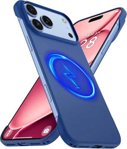 Vista 15 de GRECAZO - Funda magnética delgada sin marco para iPhone 17 Pro Max, color azul