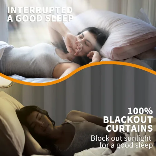 Vista 2 de YoungsTex Cortinas 100% opacas de lino gris claro de 63 pulgadas de largo para dormitorio, oscurecimiento de habitación completa, cortinas