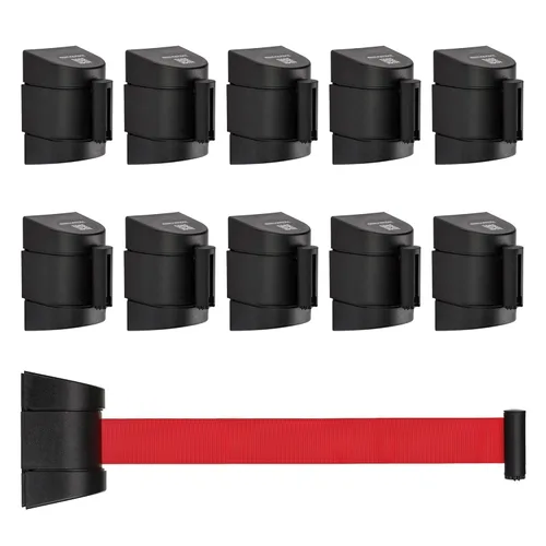 Vista 9 de DuraSteel Barrera retráctil para cinturón de montaje en pared, cinturón de seguridad negro de 6.5 pies en carcasa negra, Guardian 2.0
