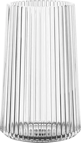 Vista 37 de Juego de 4 jarrones de vidrio transparente, pequeños jarrones para flores, florero para ramo, moderno jarrón de vidrio acanalado para sala de estar