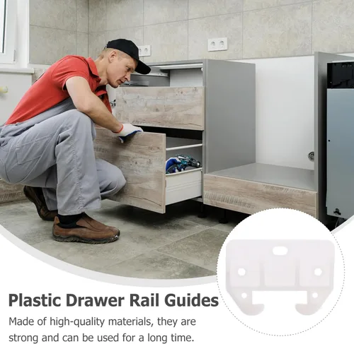 Vista 7 de Baluue 10 piezas de guías de riel de cajones de plástico blanco para armarios y piezas de repuesto de muebles