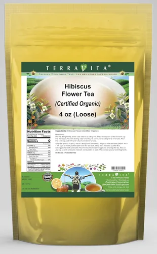 Té de flor de hibisco (orgánico certificado) (suelto) (4 oz, ZIN: 517712) - Paquete de 3