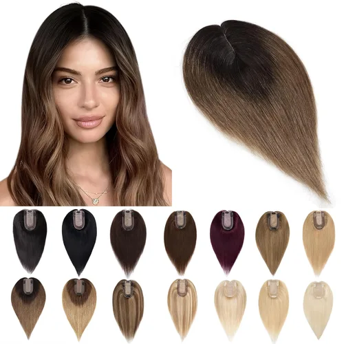 Vista 32 de SEGO Toppers de cabello humano para mujeres con cabello adelgazante, base de seda de 7 * 13CM (2.8 x 5.1 in), 100% cabello humano real, postizos